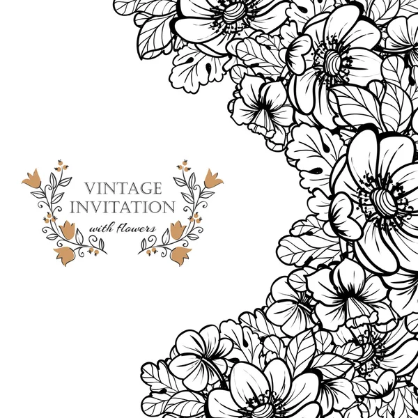 Delicate invitation with flowers for wedding — Stock Vector