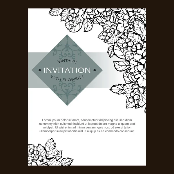 Delicate invitation with flowers for wedding — Stock Vector