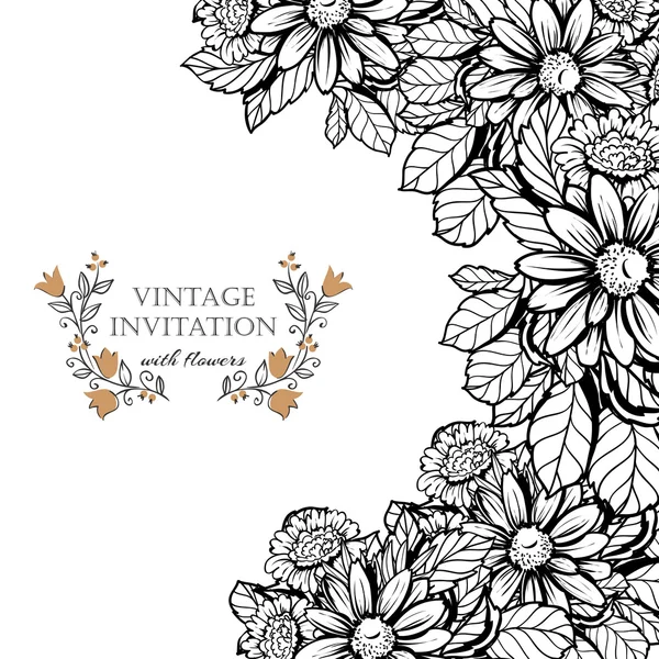 Delicate invitation with flowers for wedding — Stock Vector