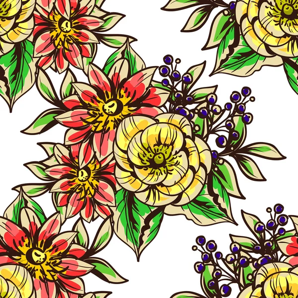 Motif floral sans couture — Image vectorielle