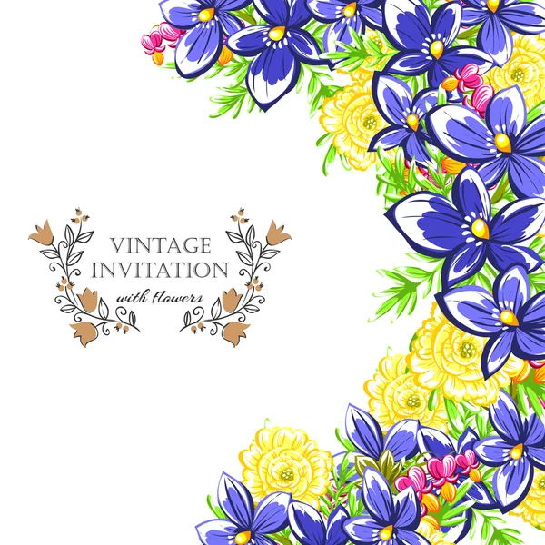 Delicate invitation with flowers for wedding — Stock Vector