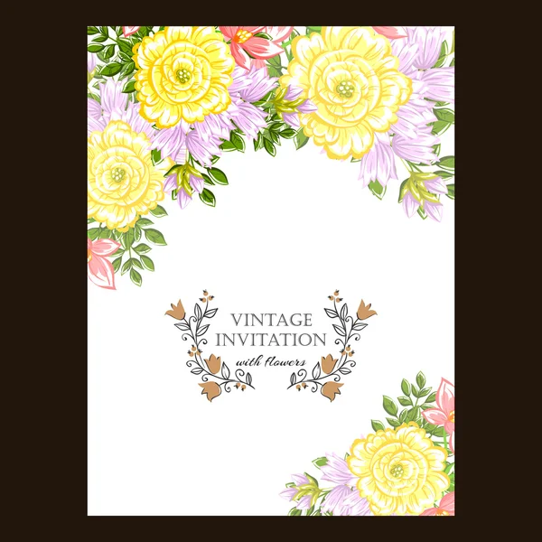 Delicada invitación con flores para la boda — Vector de stock