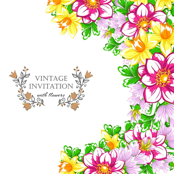 Delicate invitation with flowers for wedding — Stock Vector