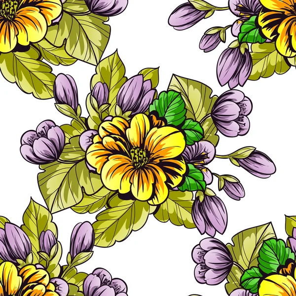 Motif floral sans couture — Image vectorielle