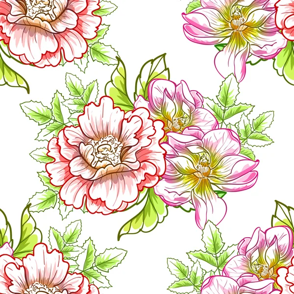 Motif floral sans couture — Image vectorielle