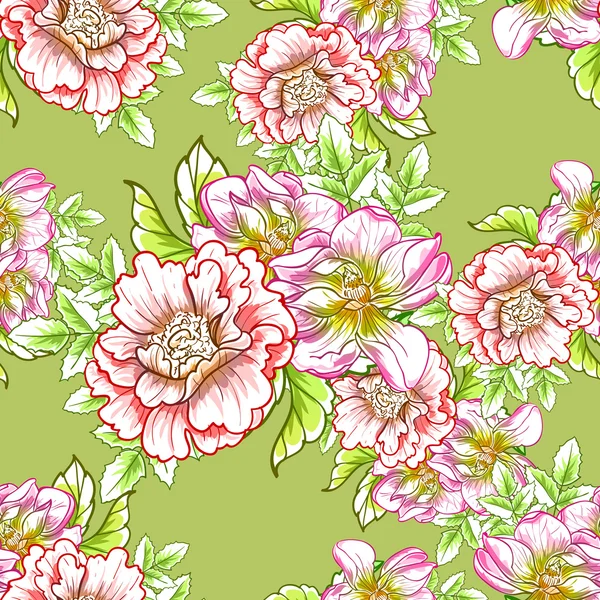 Motif floral sans couture — Image vectorielle