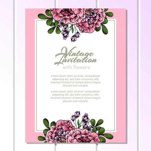 Invitation délicate avec des fleurs pour mariage — Image vectorielle