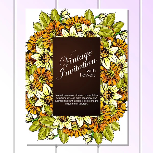 Invitation délicate avec des fleurs pour mariage — Image vectorielle