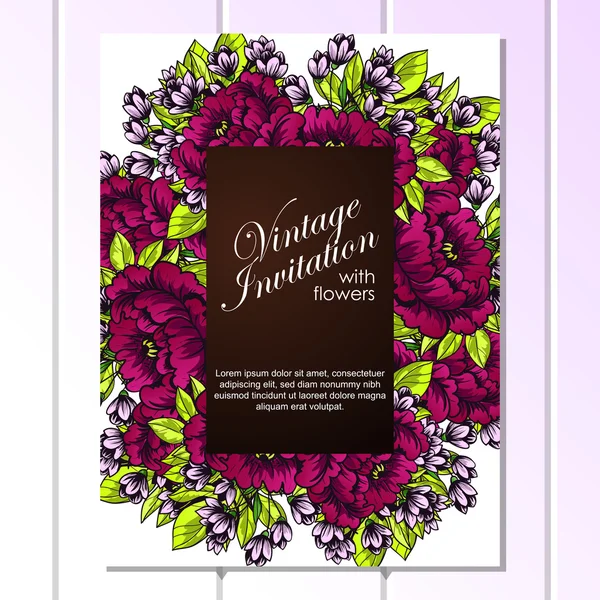 Invitation délicate avec des fleurs pour mariage — Image vectorielle