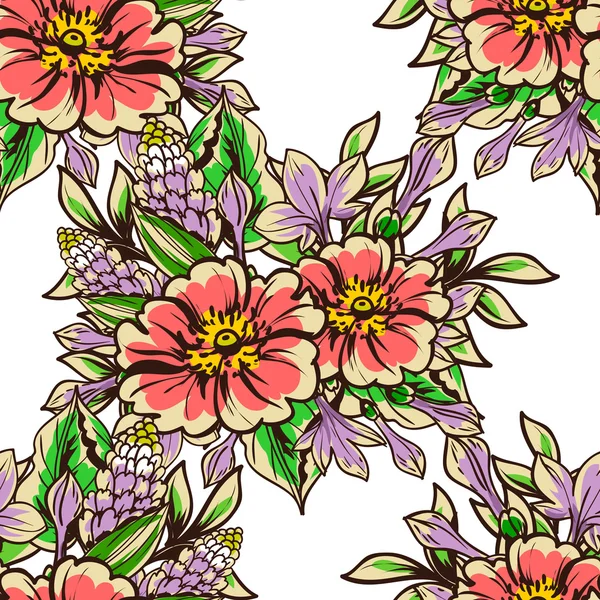 Bloemen naadloos patroon — Stockvector