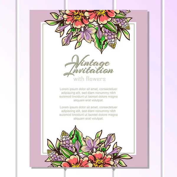 Invitation délicate avec des fleurs pour mariage — Image vectorielle