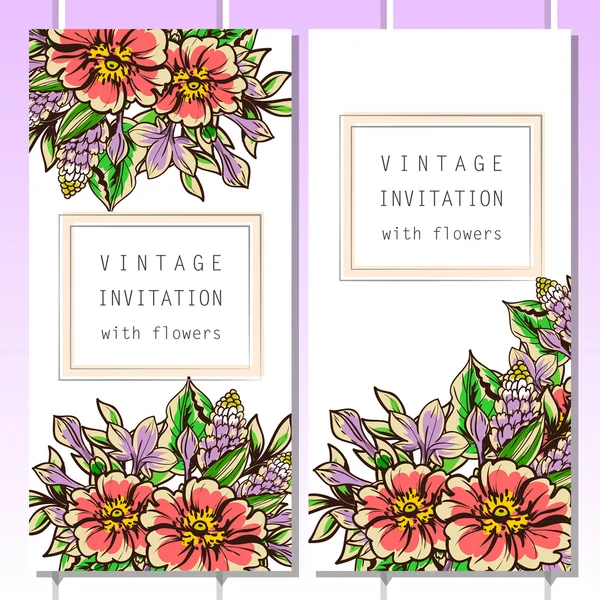 Delicate invitation with flowers for wedding — Stock Vector