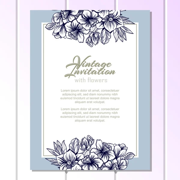 Convite delicado com flores para casamento —  Vetores de Stock