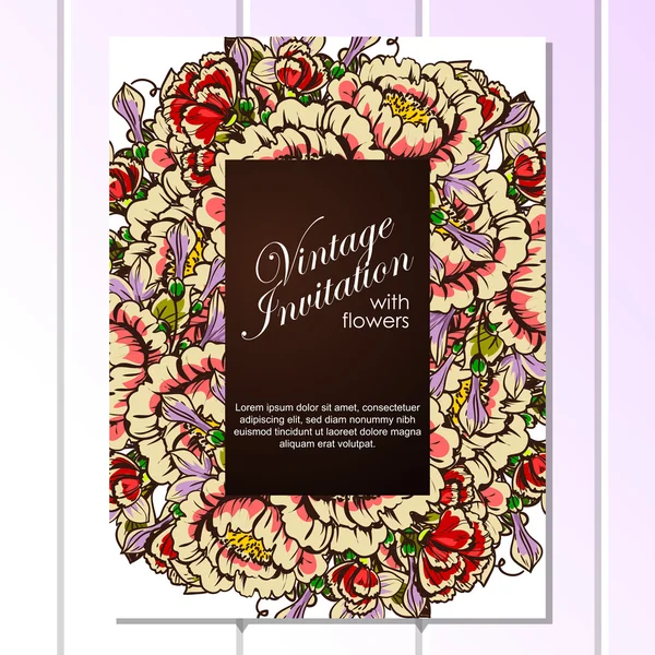 Invitation délicate avec des fleurs pour mariage — Image vectorielle