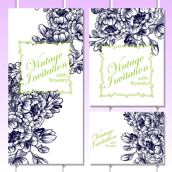 Invitation délicate avec des fleurs pour mariage — Image vectorielle