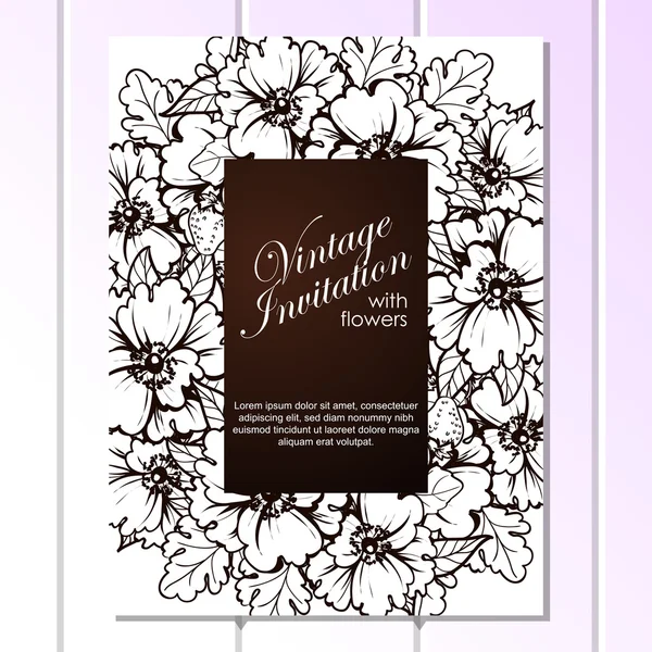 Invitation délicate avec des fleurs pour mariage — Image vectorielle