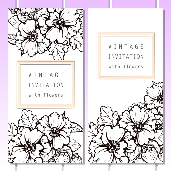 Delicate invitation with flowers for wedding — Stock Vector