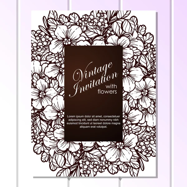 Invitation délicate avec des fleurs pour mariage — Image vectorielle