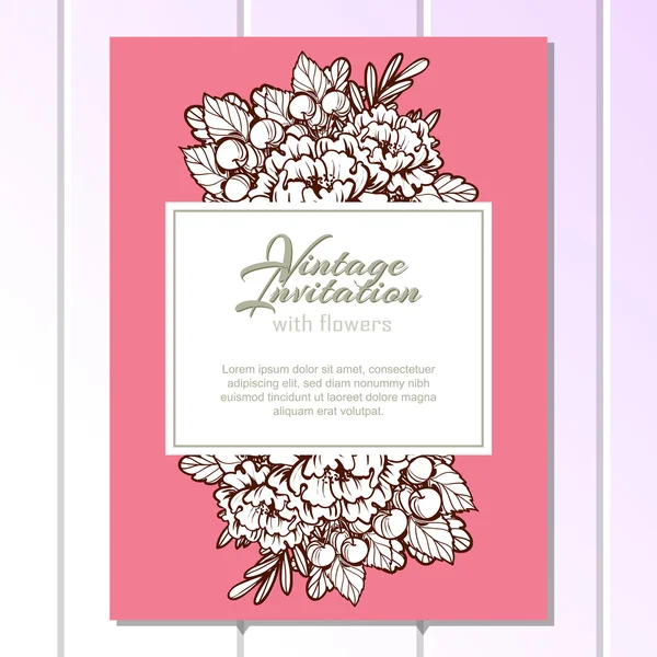 Invitation délicate avec des fleurs pour mariage — Image vectorielle