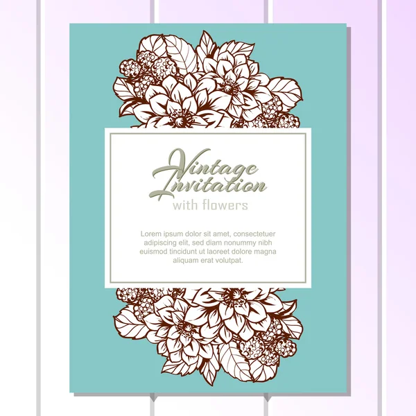 Invitation délicate avec des fleurs pour mariage — Image vectorielle