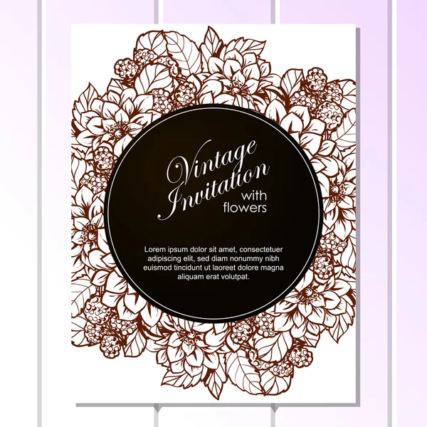 Invitation délicate avec des fleurs pour mariage — Image vectorielle