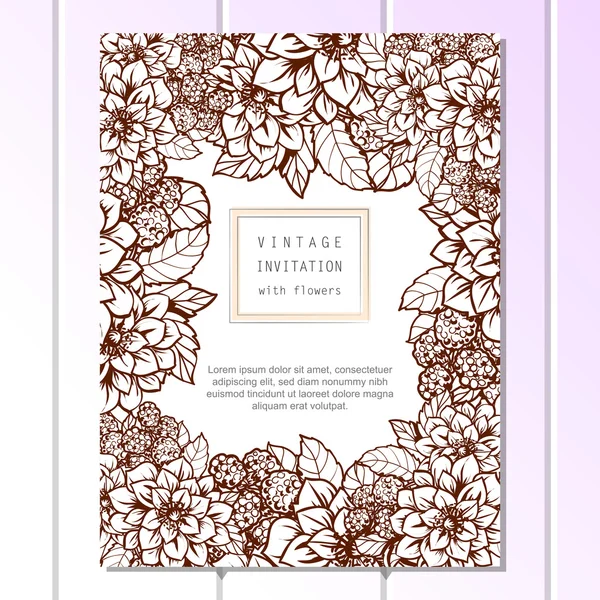 Invitation délicate avec des fleurs pour mariage — Image vectorielle