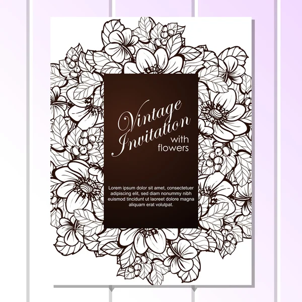 Invitation délicate avec des fleurs pour mariage — Image vectorielle