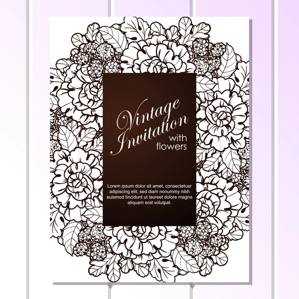 Delicada invitación con flores para la boda — Vector de stock