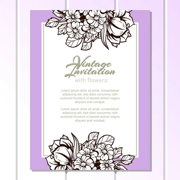 Invitation délicate avec des fleurs pour mariage — Image vectorielle