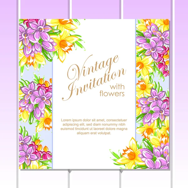 Invitation délicate avec des fleurs pour mariage — Image vectorielle