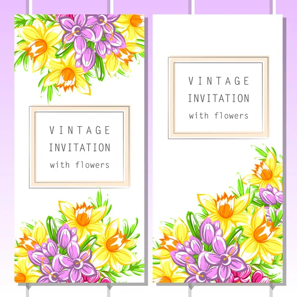 Delicate invitation with flowers for wedding — Stock Vector