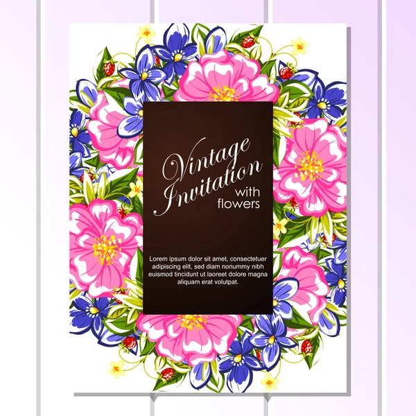 Invitation délicate avec des fleurs pour mariage — Image vectorielle