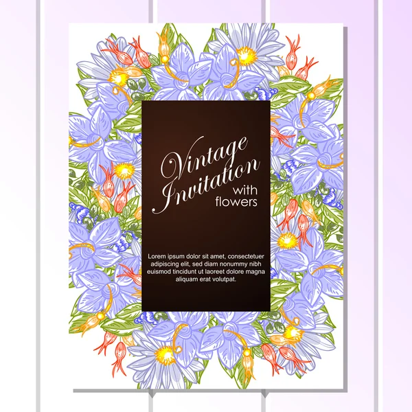 Invitation délicate avec des fleurs pour mariage — Image vectorielle