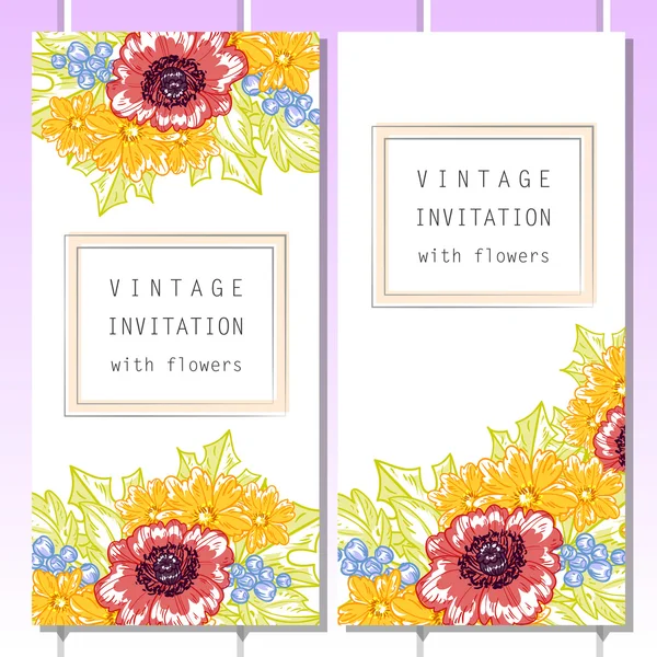 Delicate invitation with flowers for wedding — Stock Vector