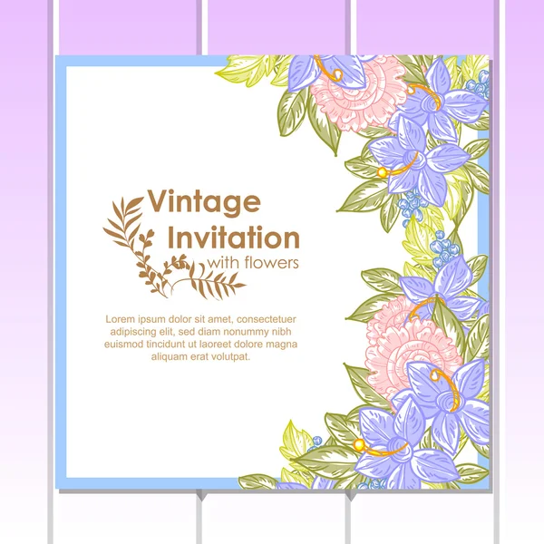 Invitation délicate avec des fleurs pour mariage — Image vectorielle