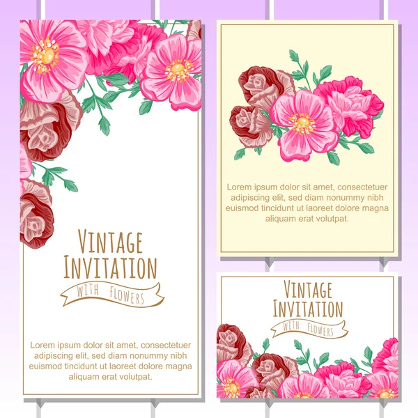 Invitation délicate avec des fleurs pour mariage — Image vectorielle