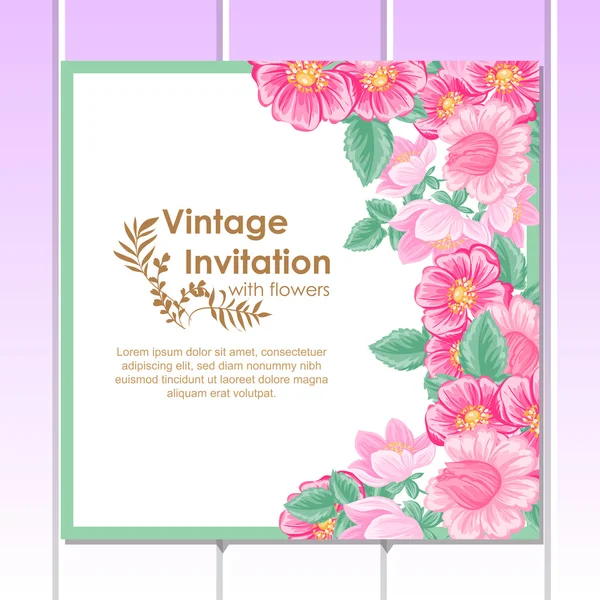 Invitation délicate avec des fleurs pour mariage — Image vectorielle