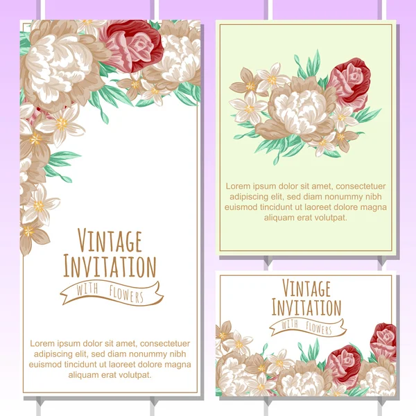 Invitation délicate avec des fleurs pour mariage — Image vectorielle