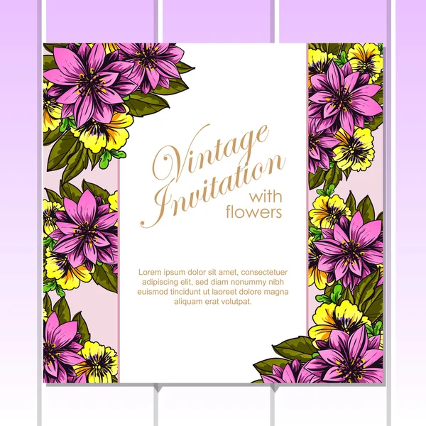Finom meghívó esküvőre virágok — Stock Vector