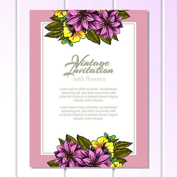 Convite delicado com flores para casamento —  Vetores de Stock