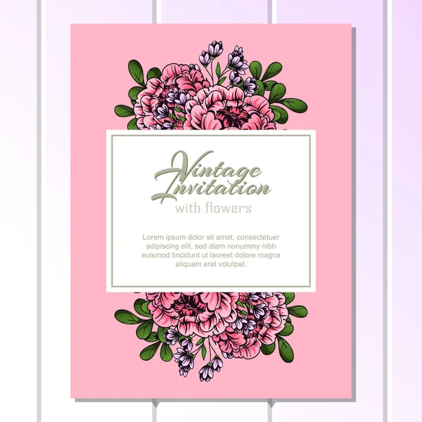 Invitation délicate avec des fleurs pour mariage — Image vectorielle