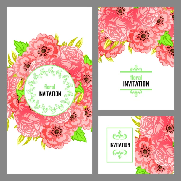 Invitation délicate avec des fleurs pour mariage — Image vectorielle