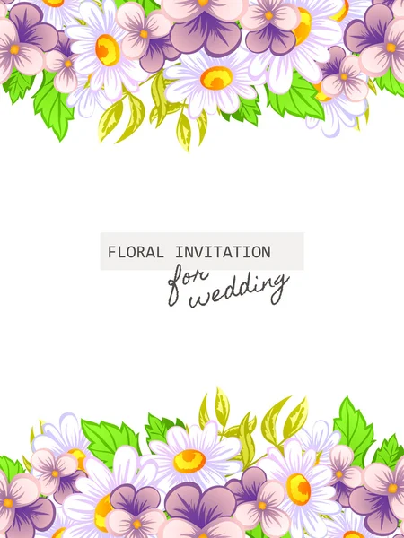 Delikátní Pozvánka s květinami na svatbu — Stockový vektor