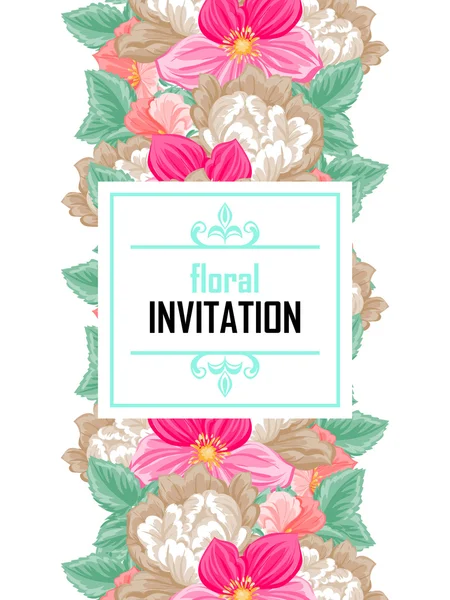 Delicada invitación con flores para la boda — Vector de stock