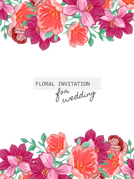 Delicate invitation with flowers for wedding — Stock Vector