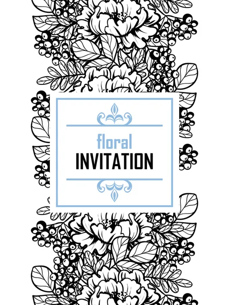 Delicada invitación con flores para la boda — Vector de stock