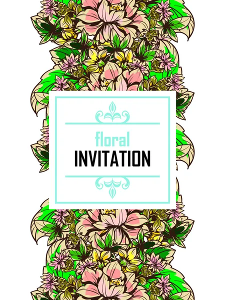 Delicada invitación con flores para la boda — Vector de stock