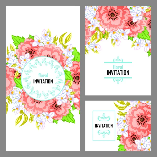 Invitation délicate avec des fleurs pour mariage — Image vectorielle