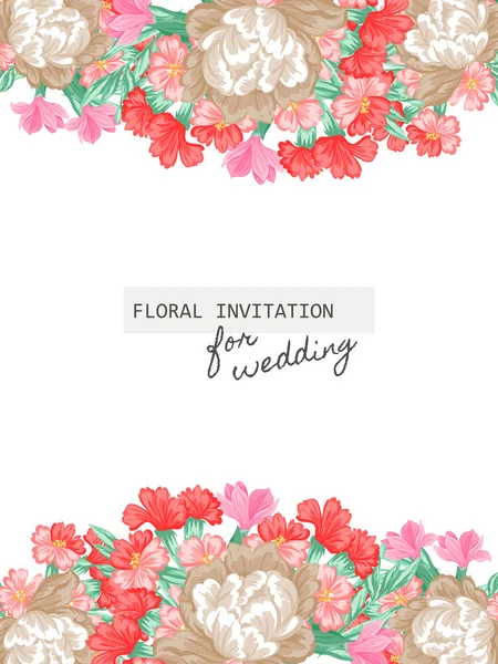 Delikátní Pozvánka s květinami na svatbu — Stockový vektor