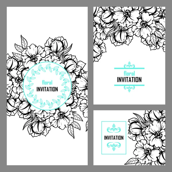 Invitation délicate avec des fleurs pour mariage — Image vectorielle